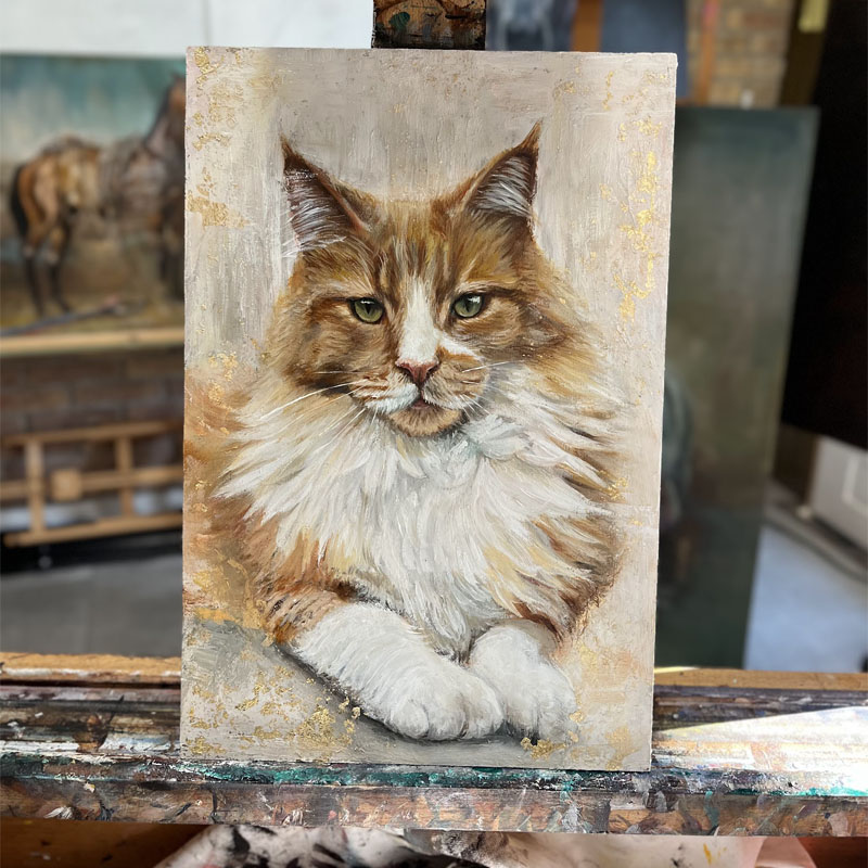 Kleintje Kunst — cat portrait, oil on panel