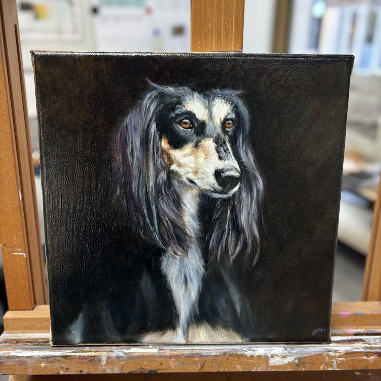 Kleintje Kunst — dog portrait, oil on panel