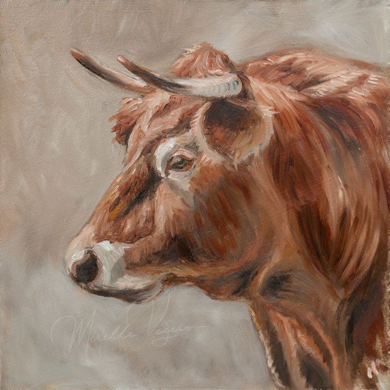 Cow with Horns, 20×20 cm